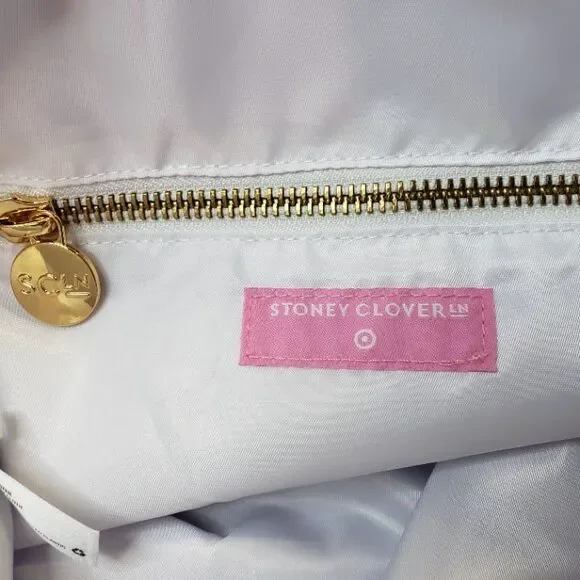 Stoney Clover Lane White Terry Cloth Tote Bag Embossed Beach Carry All 17x14 - Picture 7 of 11